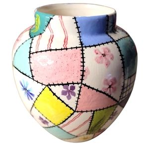 Patchwork/floral vase.It's a Diller!